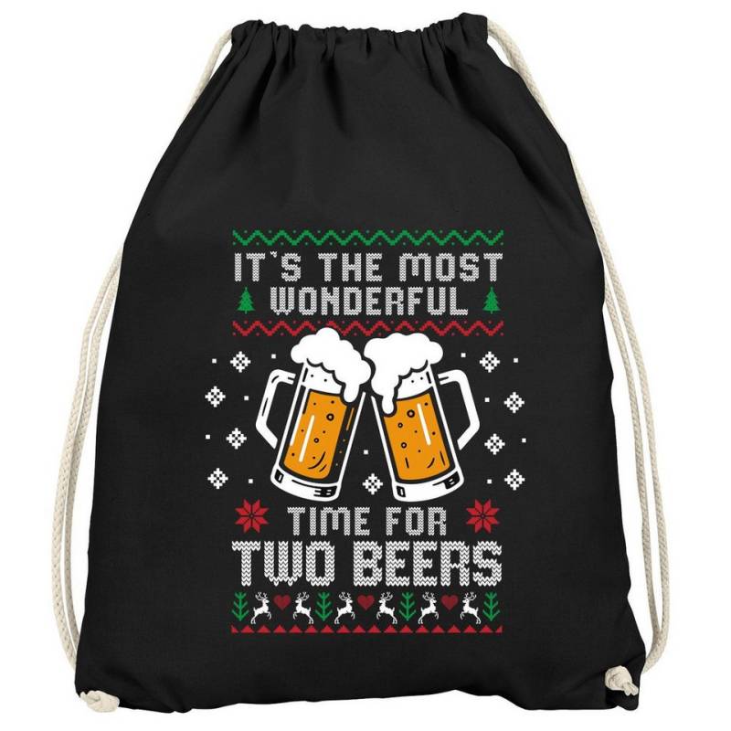 MoonWorks Turnbeutel Turnbeutel Ugly XMAS Bier Design Spruch lustig Time for Beer Gymbag von MoonWorks