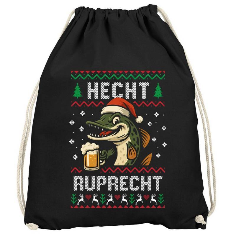 MoonWorks Turnbeutel Turnbeutel Ugly XMAS Bier DesignSpruch lustig Hecht Ruprecht Gymbag von MoonWorks