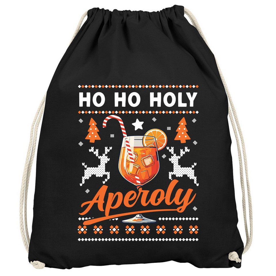 MoonWorks Turnbeutel Turnbeutel Weihnachten Ho Ho Holy Aperoly Spruch Lustig XMAS Gymbag von MoonWorks