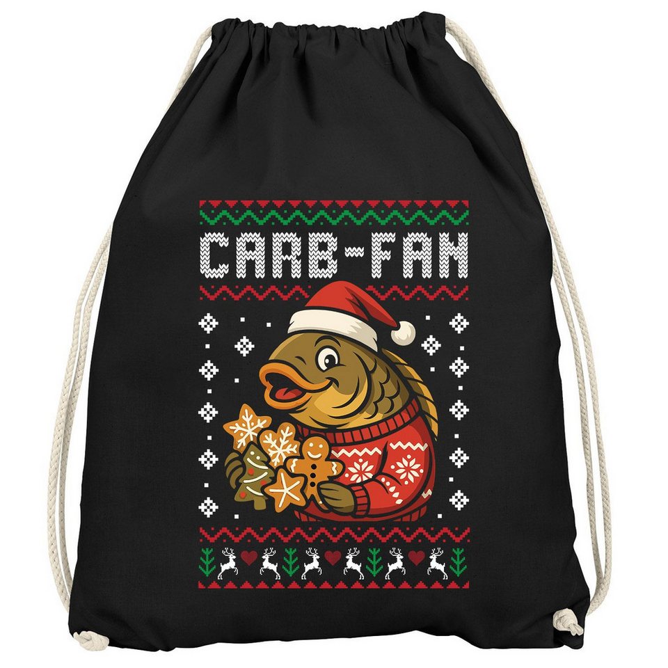 MoonWorks Turnbeutel Turnbeutel Weihnachten Ugly XMAS Spruch lustig Carb-Fan Wortspiel von MoonWorks