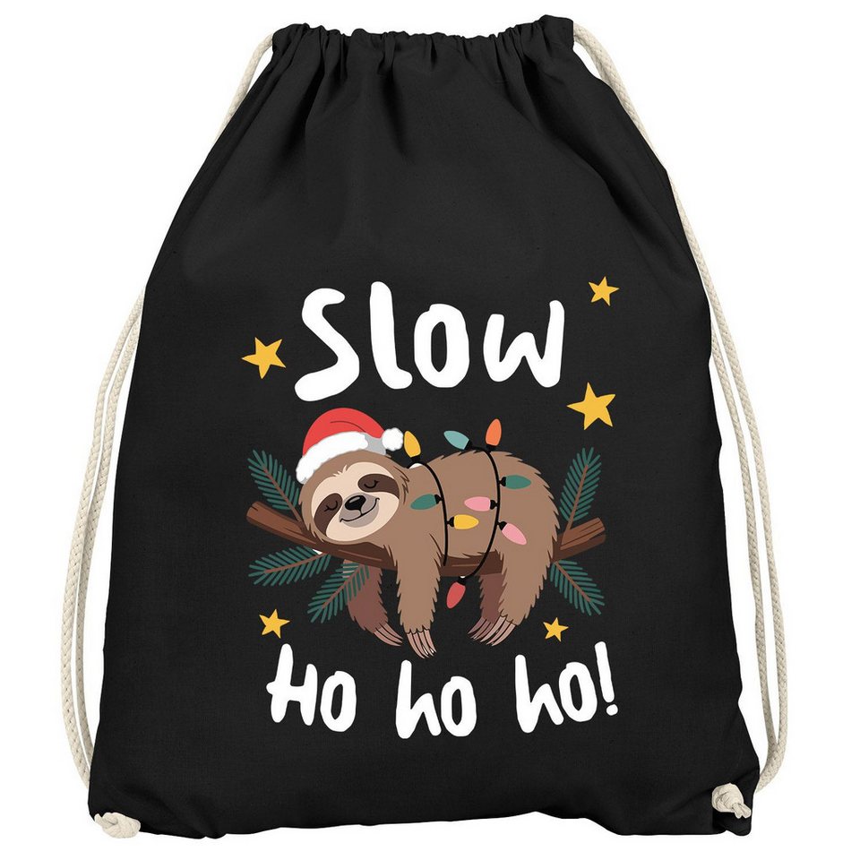MoonWorks Turnbeutel Turnbeutel Weihnachten XMAS Spruch lustig Faultier HoHoHo von MoonWorks