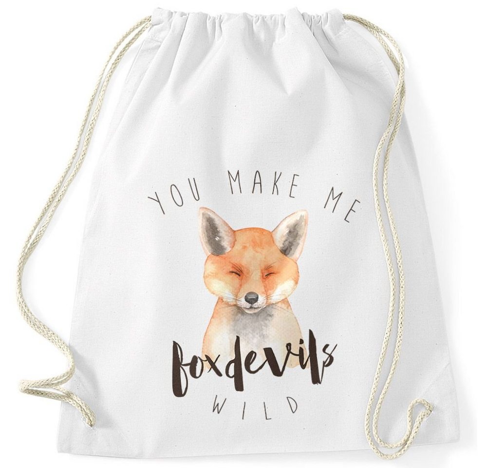 MoonWorks Turnbeutel Turnbeutel You make me fox devils wild Liebe Denglisch Spruch Love Quote lustig verliebt Freund Freundin Hipster Beutel Tasche Sportbeutel Gymsac Gymbag Moonworks® von MoonWorks