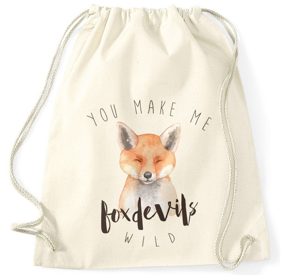 MoonWorks Turnbeutel Turnbeutel You make me fox devils wild Liebe Denglisch Spruch Love Quote lustig verliebt Freund Freundin Hipster Beutel Tasche Sportbeutel Gymsac Gymbag Moonworks® von MoonWorks