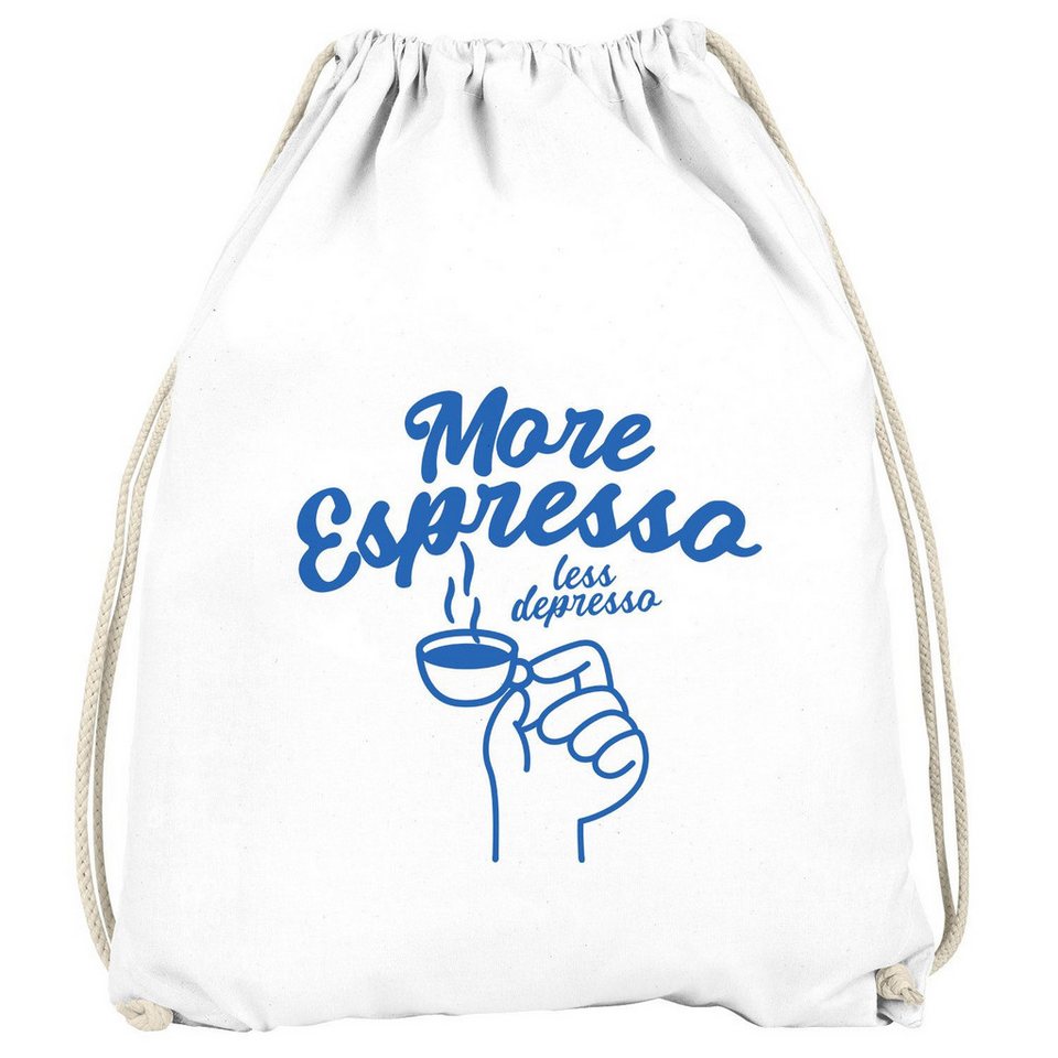 MoonWorks Turnbeutel Turnbeutel mit Spruch – More Espresso less Depresso – witziger Gymbag von MoonWorks