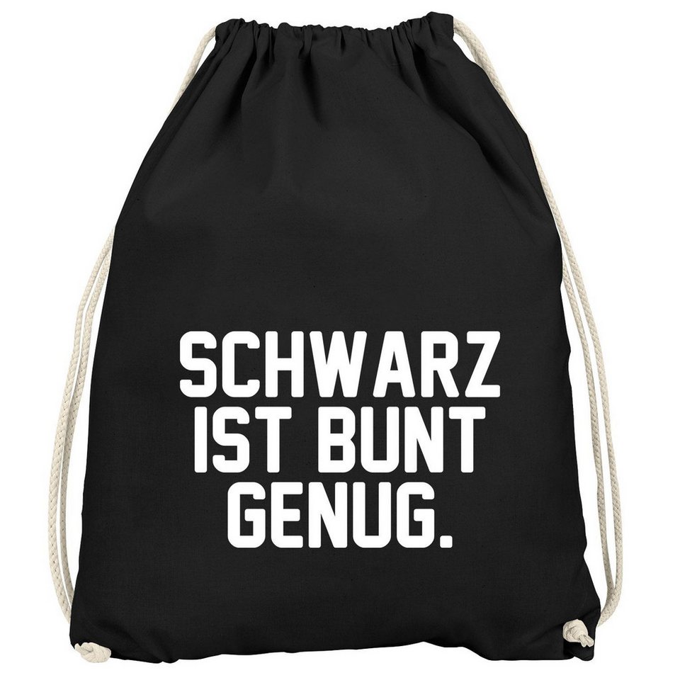MoonWorks Turnbeutel Turnbeutel mit Spruch Schwarz ist bunt genug lustiger Turnbeutel von MoonWorks