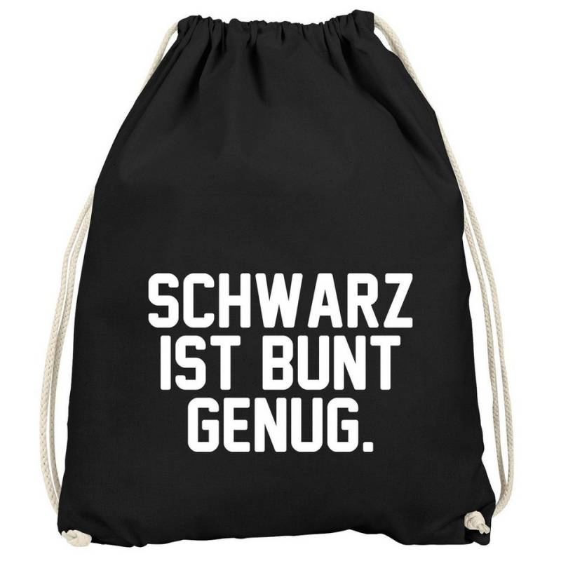 MoonWorks Turnbeutel Turnbeutel mit Spruch Schwarz ist bunt genug lustiger Turnbeutel von MoonWorks