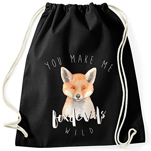 MoonWorks Turnbeutel You make me fox devils wild Liebe Denglisch Spruch Love Quote lustig verliebt Freund Freundin schwarz unisize von MoonWorks