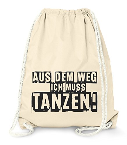 MoonWorks Turnbeutel aus dem Weg ich muss tanzen Hipster Beutel Tasche Sportbeutel Gymsac Gymbag natur unisize von MoonWorks