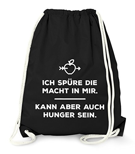 MoonWorks Turnbeutel - ich spüre die macht in mir kann aber auch Hunger sein Spruch - Gym Bag schwarz unisize von MoonWorks