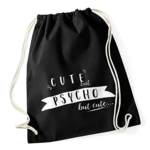 MoonWorks Turnbeutel mit Spruch - Cute but Psycho but cute - Sprüche Jutebeutel Baumwolle Gymbag schwarz unisize MoonWorks Turnbeutel mit Spruch - Cute but Psycho but cute - Sprüche Jutebeutel Baumwolle Gymbag schwarz unisize von MoonWorks