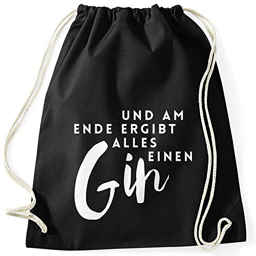 MoonWorks Turnbeutel und am Ende ergibt alles einen Gin Spruch schwarz unisize von MoonWorks