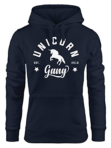MoonWorks Unicorn Gang Hoodie Kapuzen-Pullover Damen Einhorn Navy S von MoonWorks