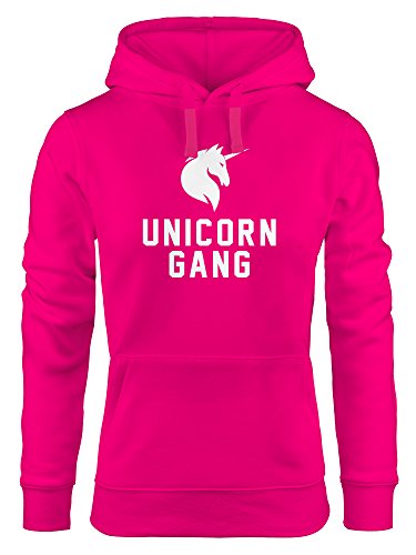 MoonWorks Unicorn Gang Kapuzen-Pullover Damen Einhorn Hoodie pink M von MoonWorks