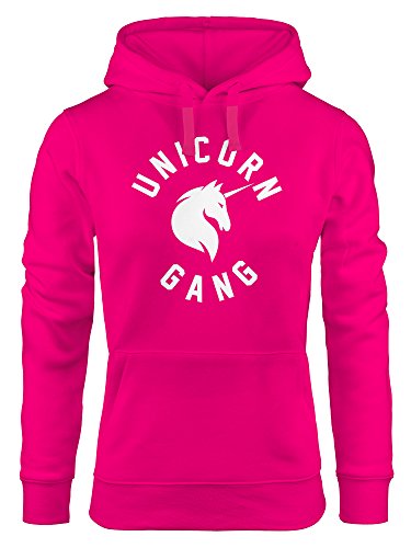 MoonWorks Unicorn Gang Kapuzen-Pullover Einhorn Damen Hoodie pink XL von MoonWorks