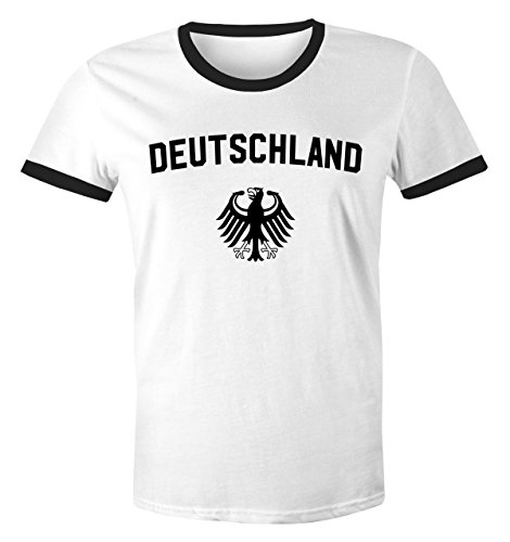 MoonWorks WM Shirt 2018 Fußball Deutschland Adler Wappen Herren Retro weiß-schwarz M von MoonWorks