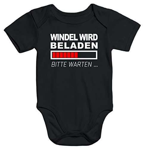 MoonWorks lustiger Baby-Body Windel Wird beladen Bio-Baumwolle Kurzarm Aufdruck schwarz 0-3 Monate von MoonWorks