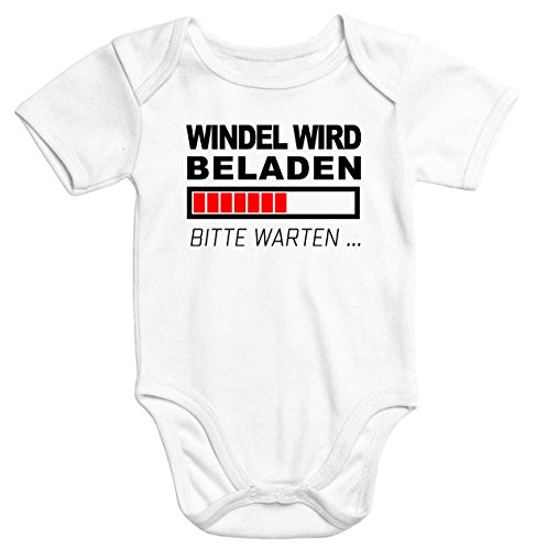 MoonWorks lustiger Baby-Body Windel Wird beladen Bio-Baumwolle Kurzarm Aufdruck weiß 12-18 Monate von MoonWorks