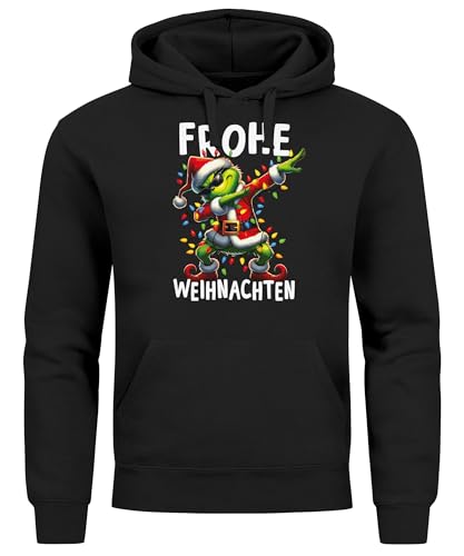 MoonworksHoodie Herren Frohe Weihnachten Dabbing Grinch Aufdruck Kapuzen-Pullover Weihnachtspullover Männer schwarz XXL von MoonWorks