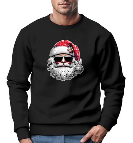 MoonworksSweatshirt Herren Weihnachten Weihnachtspullover Motiv Santa Claus Cool Ugly Xmas Sweater schwarz L von MoonWorks