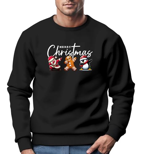 MoonworksSweatshirt Herren Weihnachtspullover Lustig Cool Ugly Xmas Sweater Merry Christmas Dabbing Santa schwarz M von MoonWorks