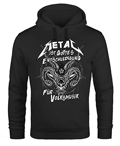 Neverless® Hoodie Herren Metal ist Gottes Entschuldigung für Volksmusik Teufel Devil Pentagramm Fashion Streetstyle schwarz 3XL von MoonWorks