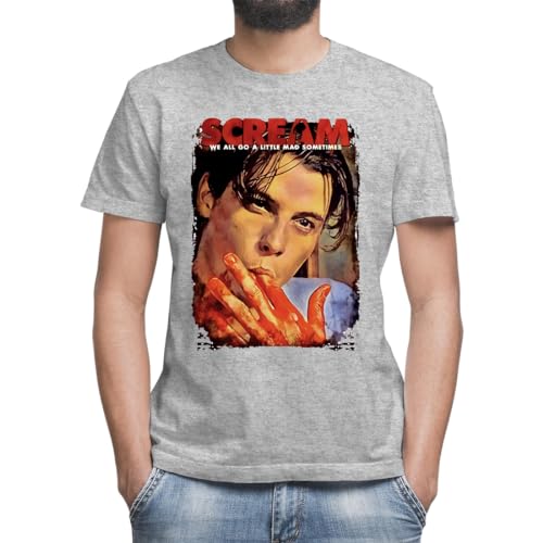 Scream Movie Billy Loomis Skeet Ulrich Klassisches Herren T-Shirt Grau mit Rundhalsausschnitt und kurzen Ärmeln Small Scream Movie Billy Loomis Skeet Ulrich Klassisches Herren T-Shirt Grau mit Rundhalsausschnitt und kurzen Ärmeln Small von Moonai