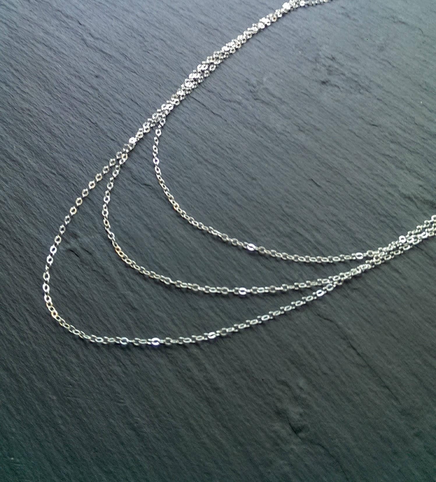 Dreilagige Halskette - Silber Set Mehrreihige Zarte Sterling Kette Geschenk Für Frau Zierlich von MoonandMilkJewelry