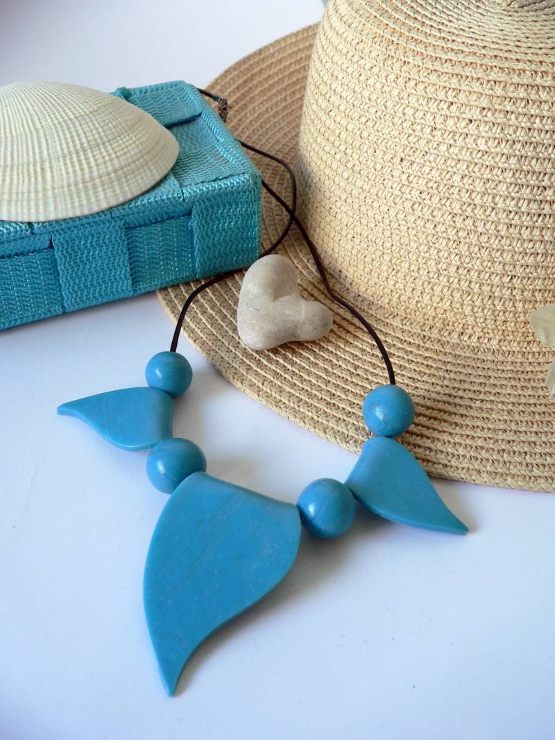 Anhänger Halskette Einzigartige Blaue Polymer Clay Statement Schmuck Für Mama Beste Weihnachtsgeschenke Ideen von MoonandSeaTreasures