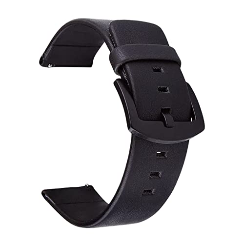 18/20/22/24mm Herren Damen Anti-Schweiß-Uhrenarmband aus echtem Leder für analoge Quarzuhr, Schwarz, 24mm von Moonbaby