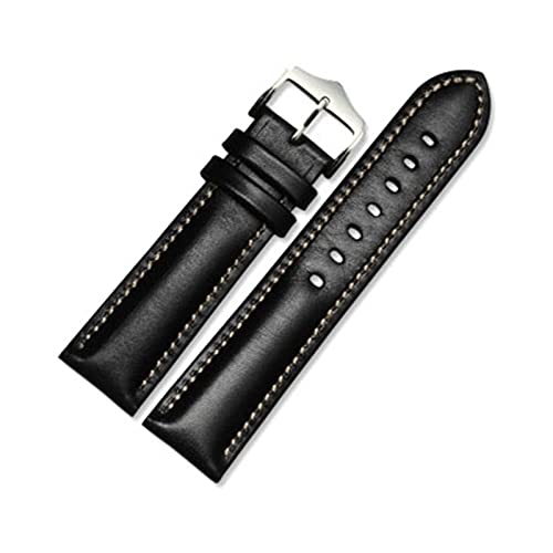 18-22mm Männer Retro Handgemachtes Ölwachs Echtes Leder Uhrenarmband Verschleißfestes Armband Armband Ersatzzubehör, 21mm von Moonbaby