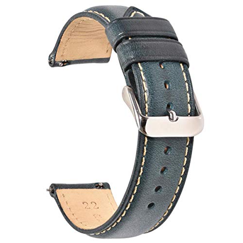 Leder 22mm 20mm 18mm Armband-Uhrenarmband für Männer Frauen Dunkelblau 1 18mm von Moonbaby