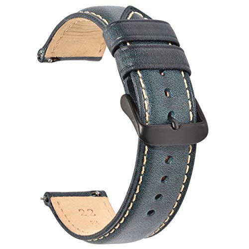 Leder 22mm 20mm 18mm Armband-Uhrenarmband für Männer Frauen Dunkelblau 2 20mm von Moonbaby