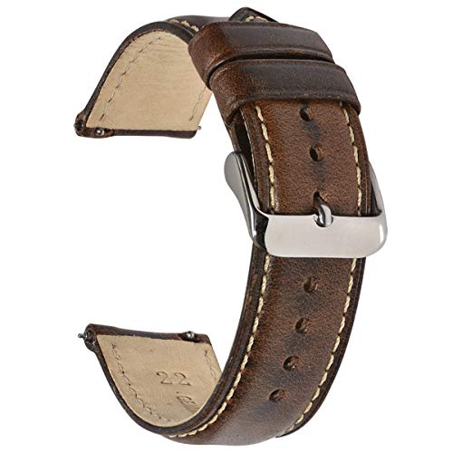 Leder 22mm 20mm 18mm Armband-Uhrenarmband für Männer Frauen Dunkelbraun 1 18mm von Moonbaby