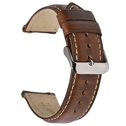 Leder 22mm 20mm 18mm Armband-Uhrenarmband für Männer Frauen Hellbraun 1 18mm von Moonbaby