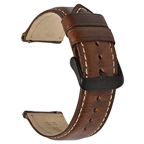 Leder 22mm 20mm 18mm Armband-Uhrenarmband für Männer Frauen Hellbraun 2 18mm von Moonbaby