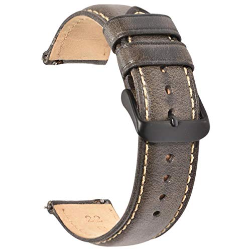 Leder 22mm 20mm 18mm Armband-Uhrenarmband für Männer Frauen Schwarz Grau 2 18mm von Moonbaby