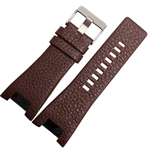 Leder 32mm Armband-Uhrenarmband Browna Silver Buckle 32-18mm von Moonbaby