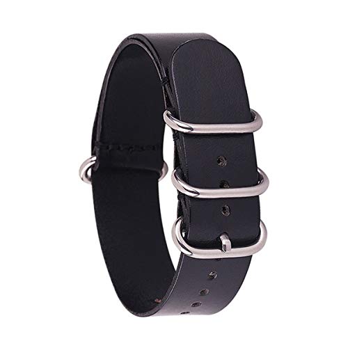 Leder Dunkelbraun-Uhrenarmband-Replacement 14mm 16mm 18mm 20mm 22mm 24mm Uhrenarmband-Schwarz 01 20mm von Moonbaby