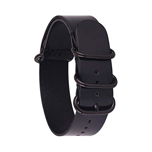 Leder Dunkelbraun-Uhrenarmband-Replacement 14mm 16mm 18mm 20mm 22mm 24mm Uhrenarmband-Schwarz 02 18mm von Moonbaby