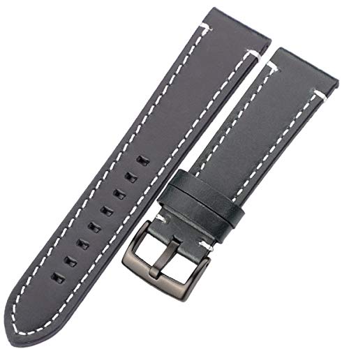 Leder Uhrenarmbänder 18mm 20mm 22mm 24mm Damen Herren Uhrenarmband mit Schnalle Blau Schwarz Schließe 20mm von Moonbaby