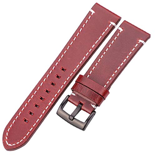 Leder Uhrenarmbänder 18mm 20mm 22mm 24mm Damen Herren Uhrenarmband mit Schnalle Rot Braun Schwarz 22mm von Moonbaby