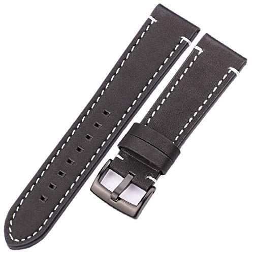 Leder Uhrenarmbänder 18mm 20mm 22mm 24mm Damen Herren Uhrenarmband mit Schnalle Schwarz Schwarz Schließe 18mm von Moonbaby