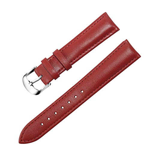 Lederband Männer Frauen 22mm 18mm 20mm 16mm 14mm 12mm Uhren Strap Metallschnalle Rot 14mm von Moonbaby