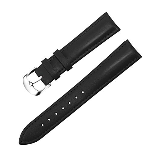 Lederband Männer Frauen 22mm 18mm 20mm 16mm 14mm 12mm Uhren Strap Metallschnalle Schwarz 12mm von Moonbaby