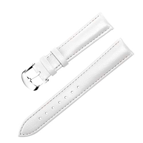 Lederband Männer Frauen 22mm 18mm 20mm 16mm 14mm 12mm Uhren Strap Metallschnalle Weiß 12mm von Moonbaby