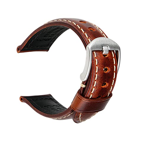 Moonbaby 18/19/20/21/22/23/24/26mm Vintage-Ölwachs-Echtleder-Uhrenarmband, bequemes, hautfreundliches Uhrenarmband für analoge Quarzuhren, 23mm Moonbaby 18/19/20/21/22/23/24/26mm Vintage-Ölwachs-Echtleder-Uhrenarmband, bequemes, hautfreundliches Uhrenarmband für analoge Quarzuhren, 23mm von Moonbaby