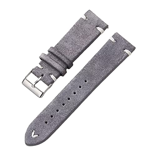 Moonbaby 20mm/22mm Vintage Wildleder Echtleder Uhrenarmband Ersatz, hautfreundliches Uhrenarmband mit Schnalle, Grau, 20mm Moonbaby 20mm/22mm Vintage Wildleder Echtleder Uhrenarmband Ersatz, hautfreundliches Uhrenarmband mit Schnalle, Grau, 20mm von Moonbaby