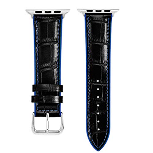 Silikon-Lederarmbanduhr Zubehör für Männer-Frauen-Uhr-Band-Blau Schwarz für 38mm oder 40mm von Moonbaby