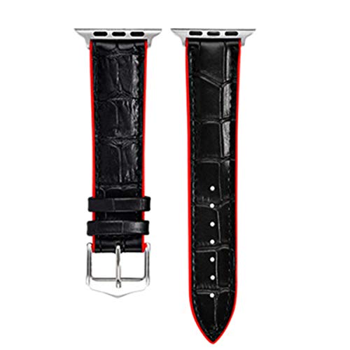 Silikon-Lederarmbanduhr Zubehör für Männer-Frauen-Uhr-Band-Rot Schwarz für 38mm oder 40mm von Moonbaby
