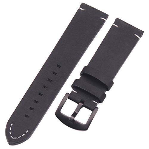 Uhrbändern 18 20 22mm Leder Mann-Frauen Handgefertigte Vintage-Armbanduhr-Bügel-Metallschnalle Schwarz Schwarz Schließe 22mm Uhrbändern 18 20 22mm Leder Mann-Frauen Handgefertigte Vintage-Armbanduhr-Bügel-Metallschnalle Schwarz Schwarz Schließe 22mm von Moonbaby